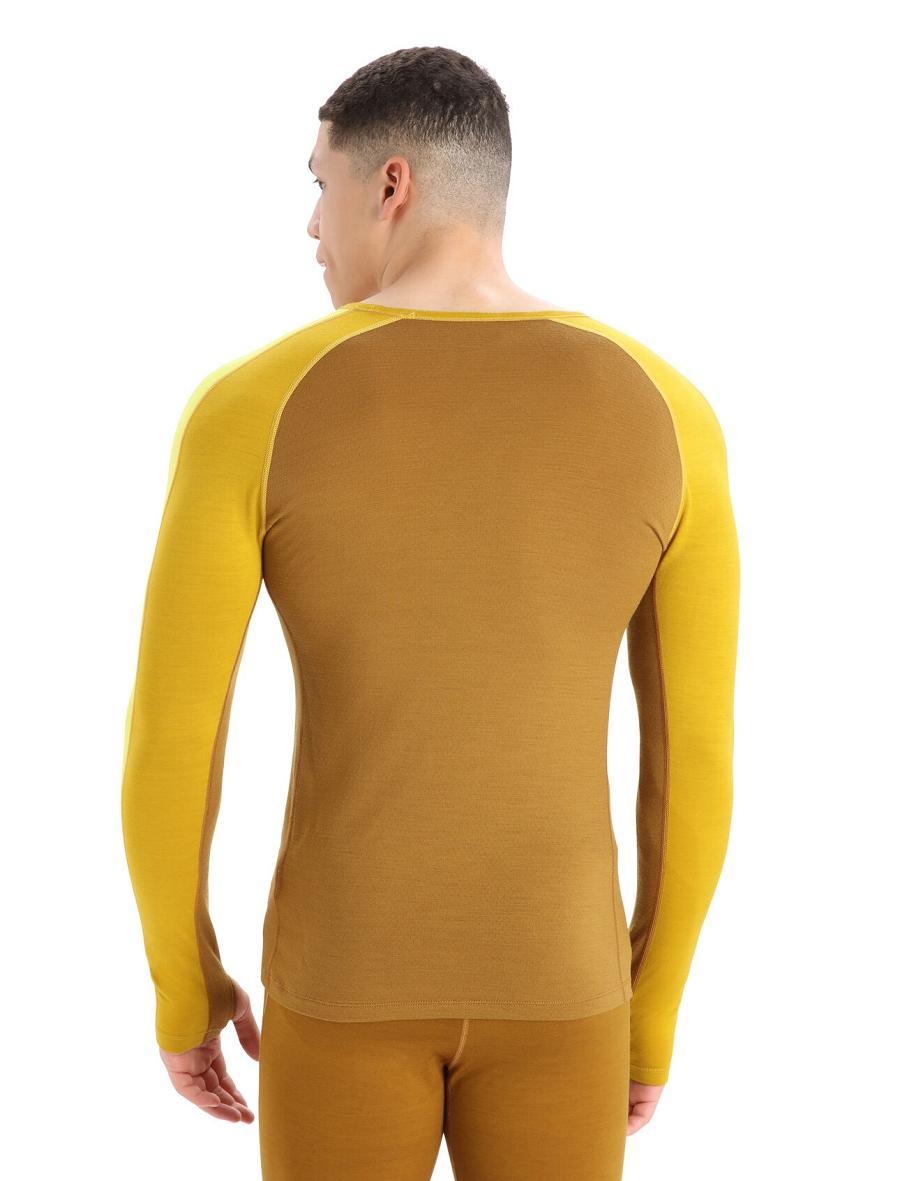 Silent Gold / Clove Icebreaker 200 ZoneKnit™ Merino Long Sleeve Crewe Men's Base Layers | AU 1326HAPK